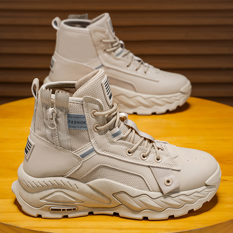 Μάρτιν μποτάκια για άνδρες - φθινοπωρινά ψηλά μποτάκια σε βρετανικό στυλ, αδιάβροτα pentru την έρημο με χοντρή σόλα