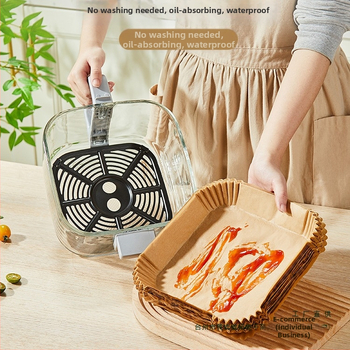 Kvadatinis silikoninis kepimo popierius oro fritezei, storesnis, riebalų sugeriantis, kepimui