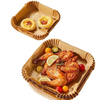 Kvadatinis silikoninis kepimo popierius oro fritezei, storesnis, riebalų sugeriantis, kepimui