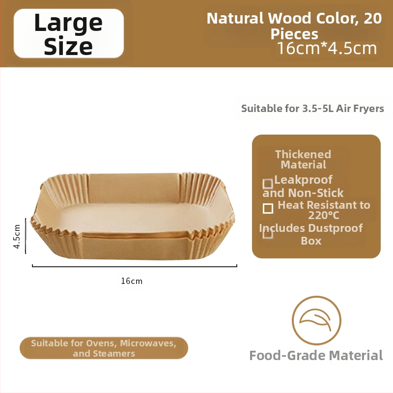 Kvadatinis silikoninis kepimo popierius oro fritezei, storesnis, riebalų sugeriantis, kepimui