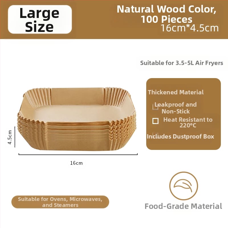 Kvadatinis silikoninis kepimo popierius oro fritezei, storesnis, riebalų sugeriantis, kepimui