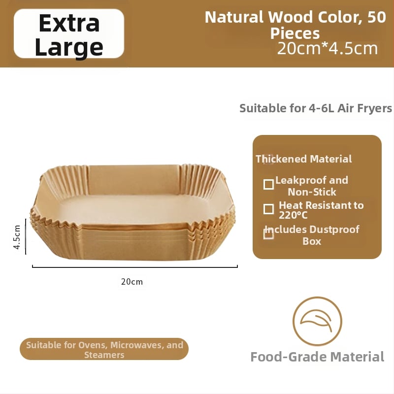 Kvadatinis silikoninis kepimo popierius oro fritezei, storesnis, riebalų sugeriantis, kepimui