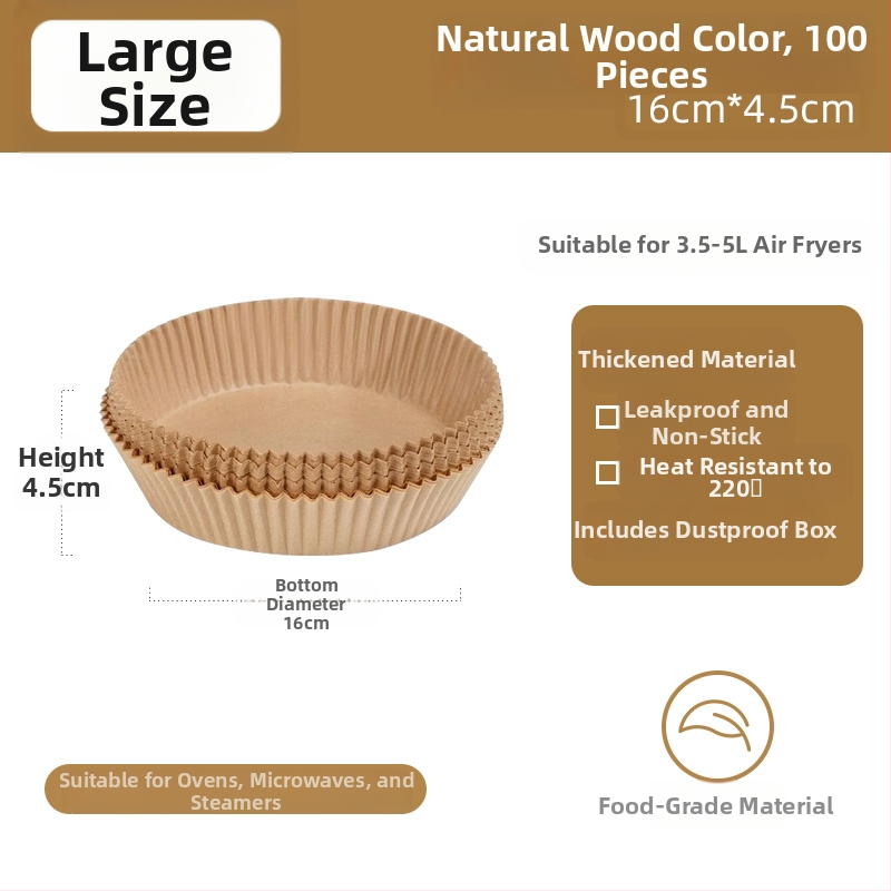 Kvadatinis silikoninis kepimo popierius oro fritezei, storesnis, riebalų sugeriantis, kepimui