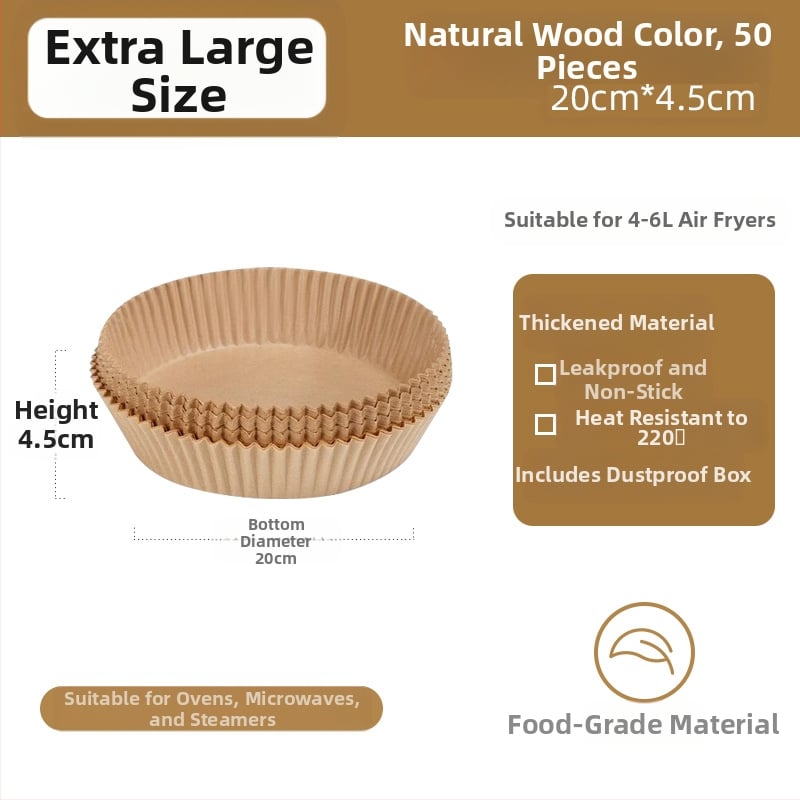 Kvadatinis silikoninis kepimo popierius oro fritezei, storesnis, riebalų sugeriantis, kepimui