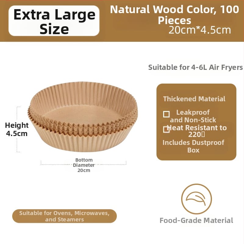 Kvadatinis silikoninis kepimo popierius oro fritezei, storesnis, riebalų sugeriantis, kepimui