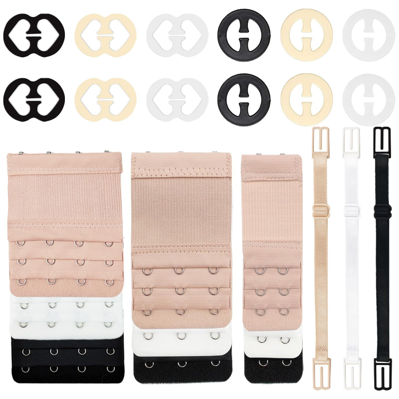 Branting 24 τεμάχια επέκτασης σουτιέν με ελαστική πόρπη, πολυεστέρας, μη ολισθηρή στρογγυλή πόρπη σε σχήμα οκτώ