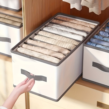 Κουτί αποθήκευσης ρούχων, αναδιπλούμενο από μη υφαντό ύφασμα με διαχωριστικά, χωρητικότητα 18 L, ανθεκτικό στη σκόνη, κατάλληλο για ντουλάπα και υπνοδωμάτιο.