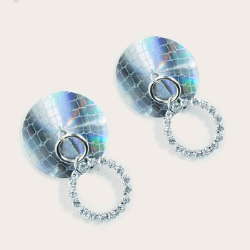 Κοσμήματα για το στέρνο με κρύσταλλους και δέρμα, unisex, χειροποίητα, γεωμετρικός σχεδιασμός, εξατομίκευση, 1 ζεύγος