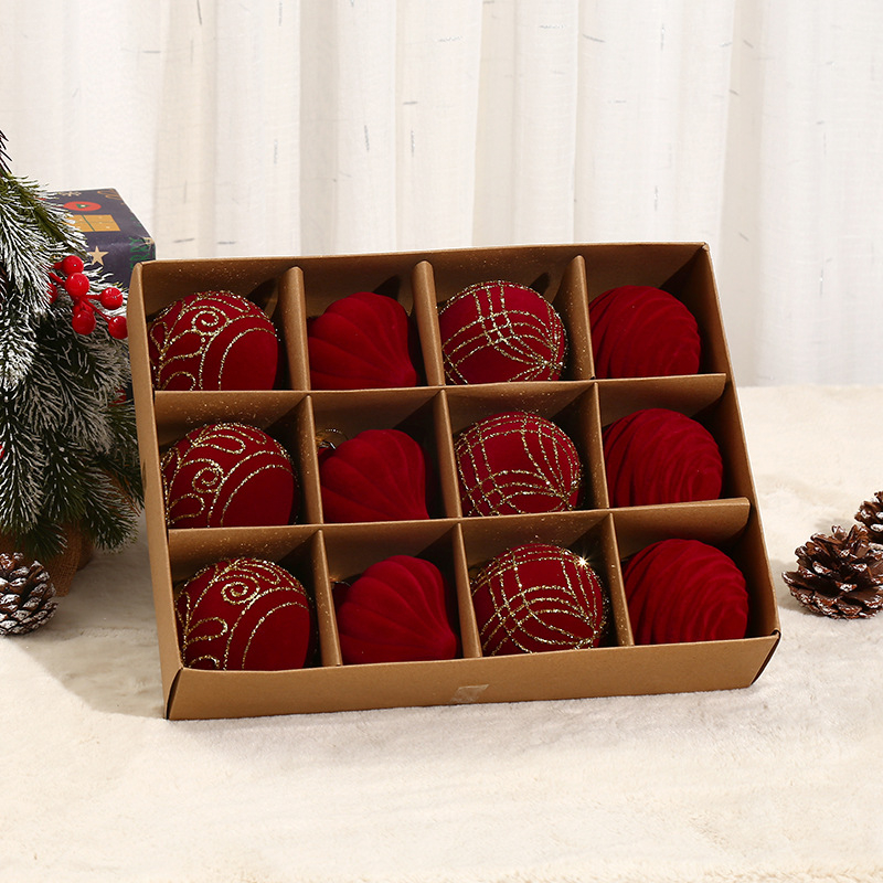 Χριστουγεννιάτικη βελούδινη μπάλα φλόκινγκ διακόσμηση - PET υλικό, μοντέρνο μινιμαλιστικό στυλ, ημιχειροποίητη και ημιμηχανοποιημένη κατασκευή, Yingjie