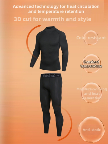 Ανδρικό χειμερινό σετ αθλητικών ρούχων για τρέξιμο και πεζοπορία με φλίς εσωτερικά – Θερμικό βασικό στρώμα, γρήγορο στέγνωμα, Πολυεστέρας/βινυλόν 91–95%, επένδυση από λινό 91–95%