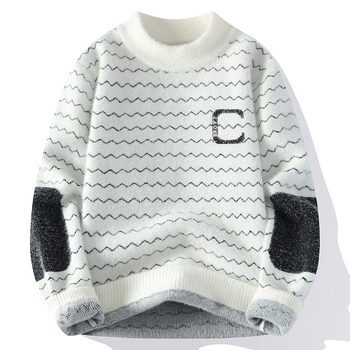 Плетена риза, корейски стил, свободна кройка, кръгло деколте, кабелна плетка