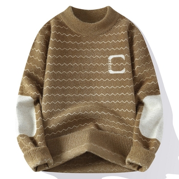 Плетена риза, корейски стил, свободна кройка, кръгло деколте, кабелна плетка