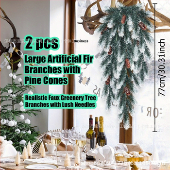 Χριστουγεννιάτικη διακόσμηση τοίχου με τεχνητές βελόνες πεύκου και κώνοι; Υλικό: Πλαστικό; Τέχνη: Άλλο; Ποικιλία: Άλλο