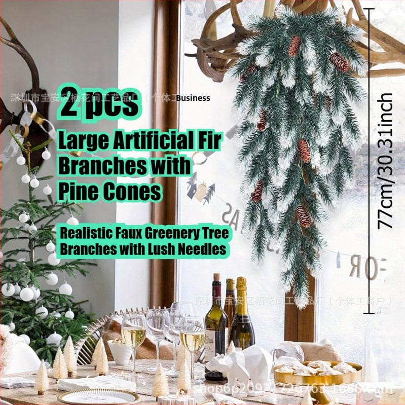 Χριστουγεννιάτικη διακόσμηση τοίχου με τεχνητές βελόνες πεύκου και κώνοι; Υλικό: Πλαστικό; Τέχνη: Άλλο; Ποικιλία: Άλλο