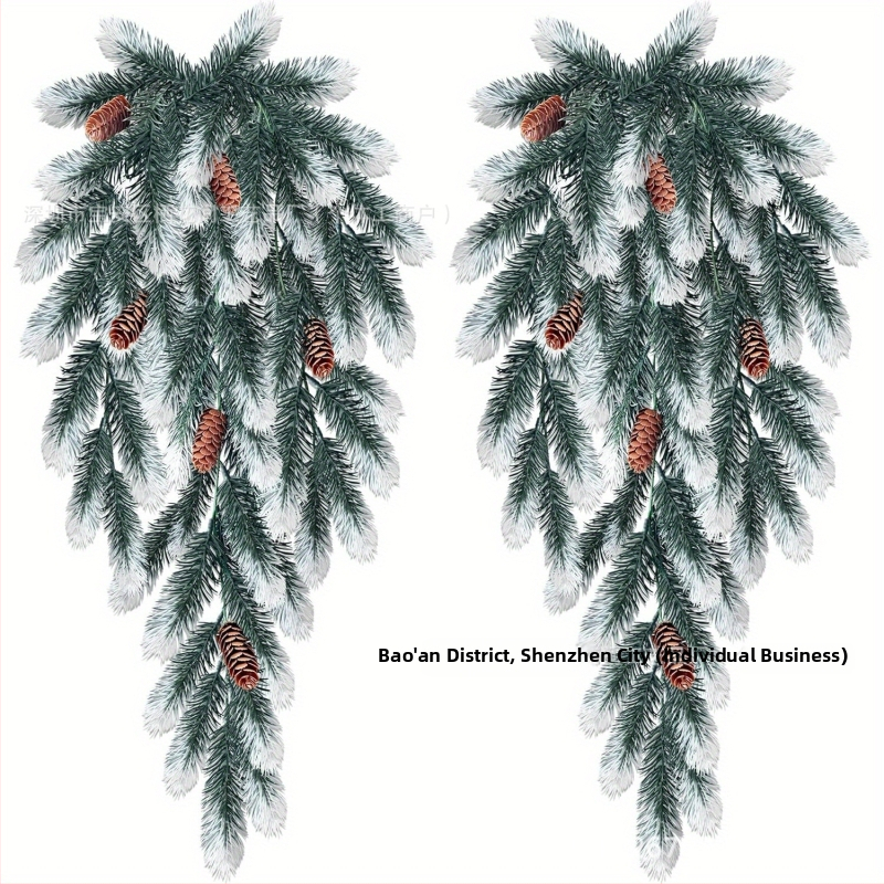 Коледен стенен декор с изкуствени игли и шишарки на лоза; материал: пластмаса; занаят: друго; вид: друго