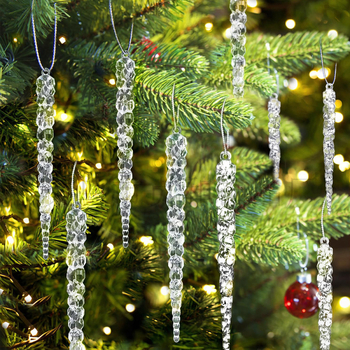 Σετ διακοσμητικών κρυστάλλων πάγου 24 τεμάχια για διακόσμηση χριστουγεννιάτικου δέντρου – στύλοι πάγου, μοντέρνος μινιμαλισμός, Κωδικός 52