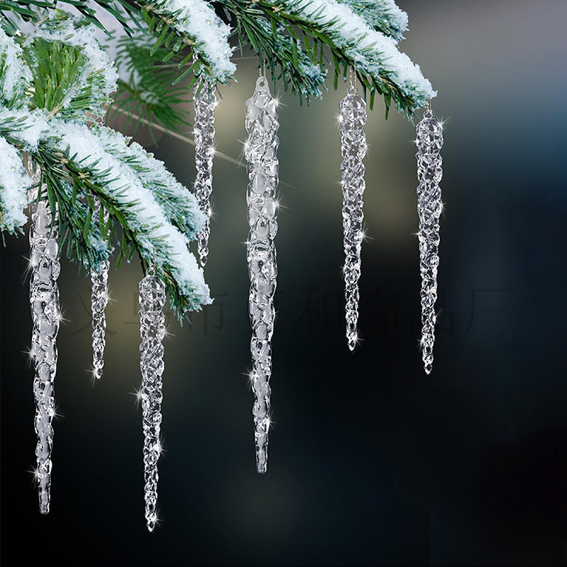 Коледен комплект ледени кристали от 24 части за украса на елха – ледени колони, модерен минимализъм, артикул 52