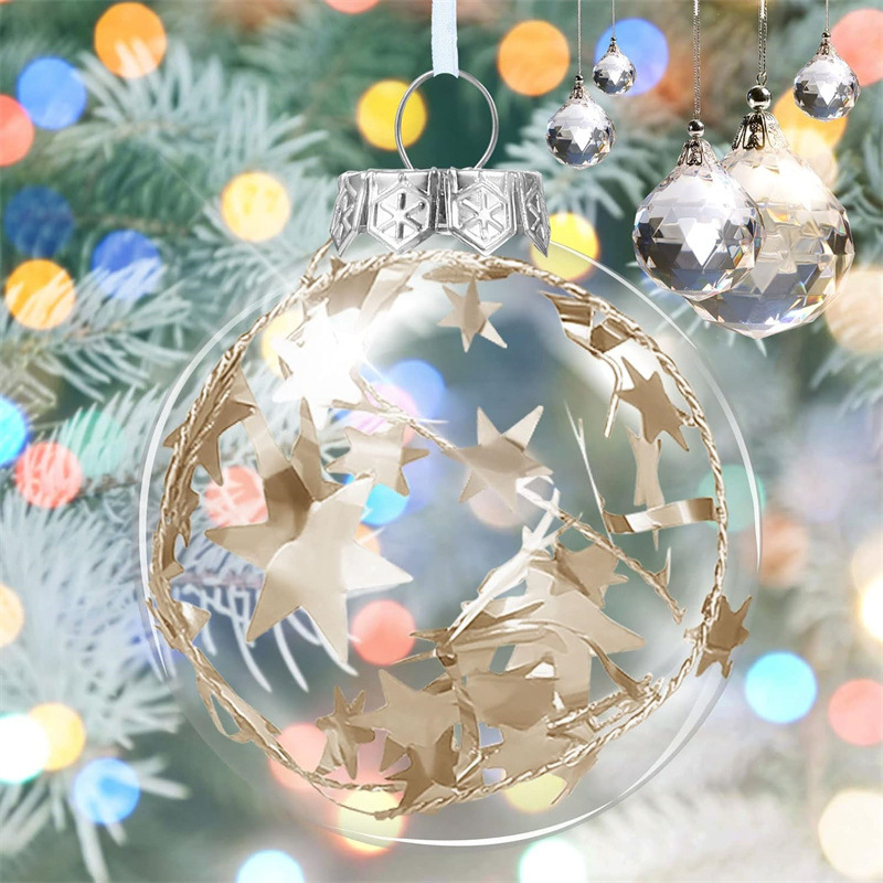 Διαφαντικό πλαστικό χριστουγεννιάτικο κρεμαστό σφαίρα διακόσμησης - χειροποίητο, μοντέρνο μινιμαλιστικό στυλ, ιδανικό δώρο για πάρτι και γιορτές (Χριστούγεννα, Ημέρα του Αγίου Βαλεντίνου)