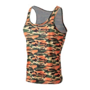 Спортен жилет за бягане — камуфлажен принт, тънък Ice Silk дишащ плат, без ръкави, свободен силует, 100% полиестер