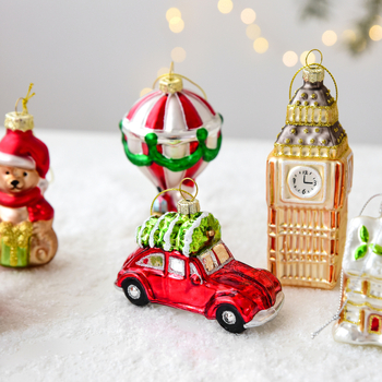 NUCHI Γυάλινα χριστουγεννιάτικα κρεμαστά διακοσμητικά – Άγιος Βασίλης και Χιονάνθρωπος, μοντέρνο μινιμαλιστικό στυλ, κωδικός N25025