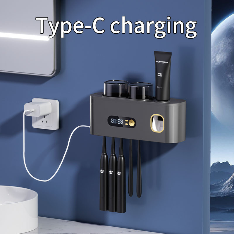 Išmanus dantų šepetėlių laikiklis su USB įkrovimu, sieninis montavimas, ABS medžiaga, modelis 910, universali suderinamumas