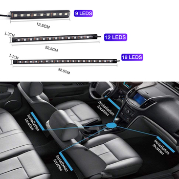 Μπαρ ατμοσφαιρικού φωτισμού ποδιών αυτοκινήτου, LED διαφανής σωλήνας, μοντέλο fwd-01, 12V, 5W