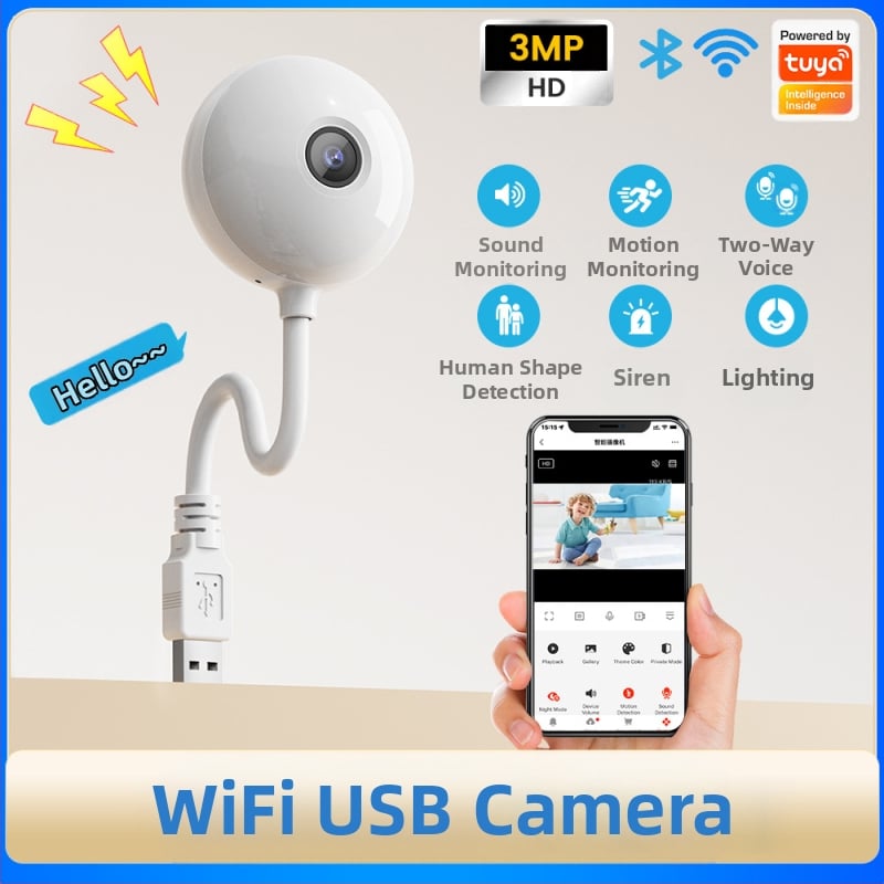 Έξυπνη κάμερα μωρού με Wi‑Fi, 1080P HD, απομακρυσμένος έλεγχος, τροφοδοσία USB, ευφυές λειτουργικό σύστημα