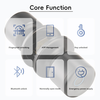 Έξυπνο ηλεκτρονικό κλειδί πόρτας για ξύλινες πόρτες με αποτύπωμα – 100 αποθηκευμένα αποτυπώματα; >100000 ξεκλειδώσεις; σάρωση ≤0,5 s; ποσοστό ψευδούς αποδοχής <0,001%; θερμοκρασία λειτουργίας -20 έως 65°C