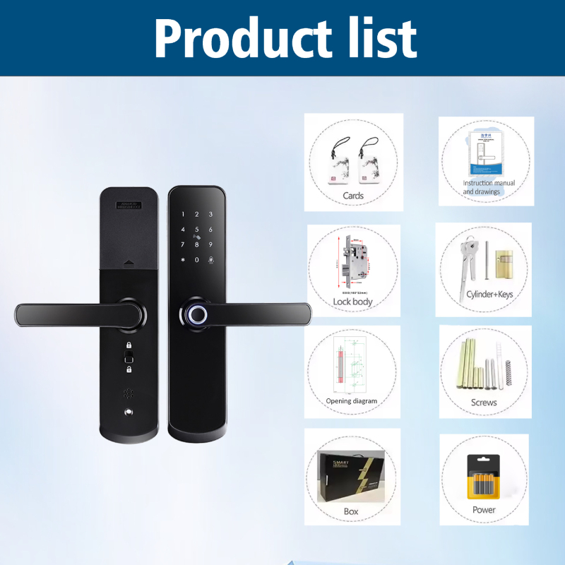 HF09 Viedais durvju slēdzis ar pirkstu nospiedumu, kartes lasītāju, elektronisko paroli un tālvadību (Hyxiniot/haoyuxing)