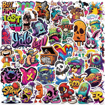 Graffiti naljepnice – 50 listova, vodootporne, tiskani graffiti dizajn, za DIY ukrase bilježnica, futrole za telefon, kacige i prtljagu