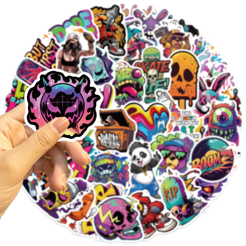 Graffiti naljepnice – 50 listova, vodootporne, tiskani graffiti dizajn, za DIY ukrase bilježnica, futrole za telefon, kacige i prtljagu