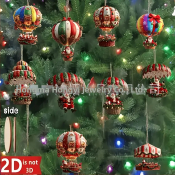 10 τεμάχια ακρυλικά κρεμαστά διακοσμητικά με τον Άγιο Βασίλη για σπίτι και κήπο, Χριστούγεννα, στυλ Ευρώπη-Αμερική