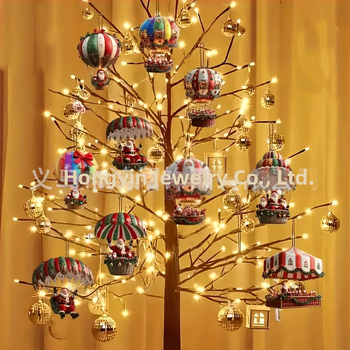 10 τεμάχια ακρυλικά κρεμαστά διακοσμητικά με τον Άγιο Βασίλη για σπίτι και κήπο, Χριστούγεννα, στυλ Ευρώπη-Αμερική