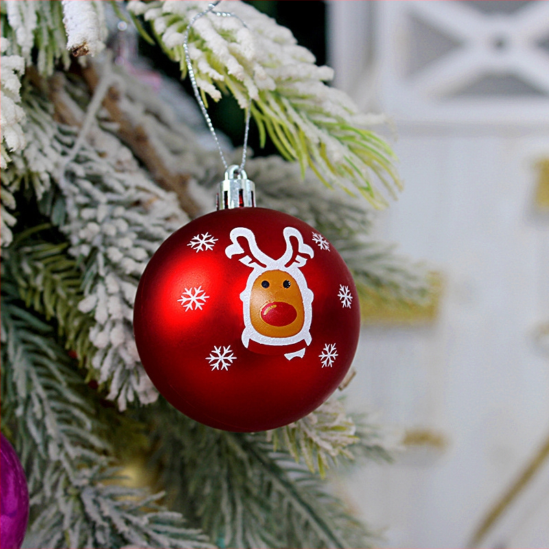 Uvo plastové vianočné guľôčky, 9-dielny set, kreslený štýl, vyfukované formovanie, elektroplating a ručne maľované, kód produktu Ywc6-16g