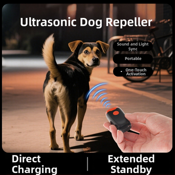Dexin υπερηχητικός απωθητής σκύλων – ισχυρός με μακρινή εμβέλεια εκπαίδευσης για εξωτερική χρήση και προσωπική προστασία; πλαστική κατασκευή; καθολική χρήση.