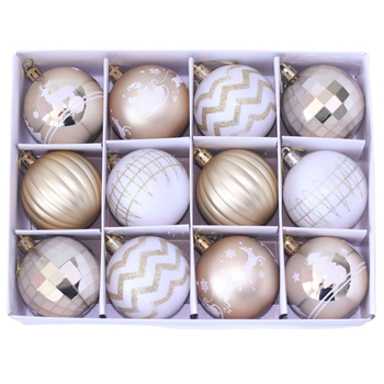 Комплект електроплакирани пластмасови коледни топки, модерен минималистичен стил, модел Hx025, украса за коледно дърво