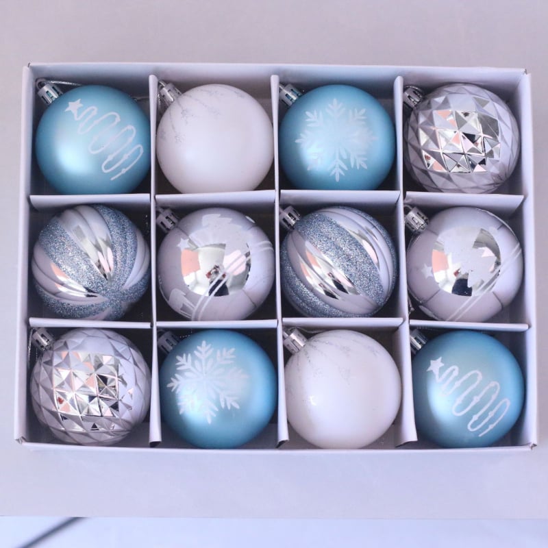 Комплект електроплакирани пластмасови коледни топки, модерен минималистичен стил, модел Hx025, украса за коледно дърво