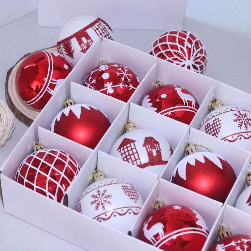 Комплект електроплакирани пластмасови коледни топки, модерен минималистичен стил, модел Hx025, украса за коледно дърво