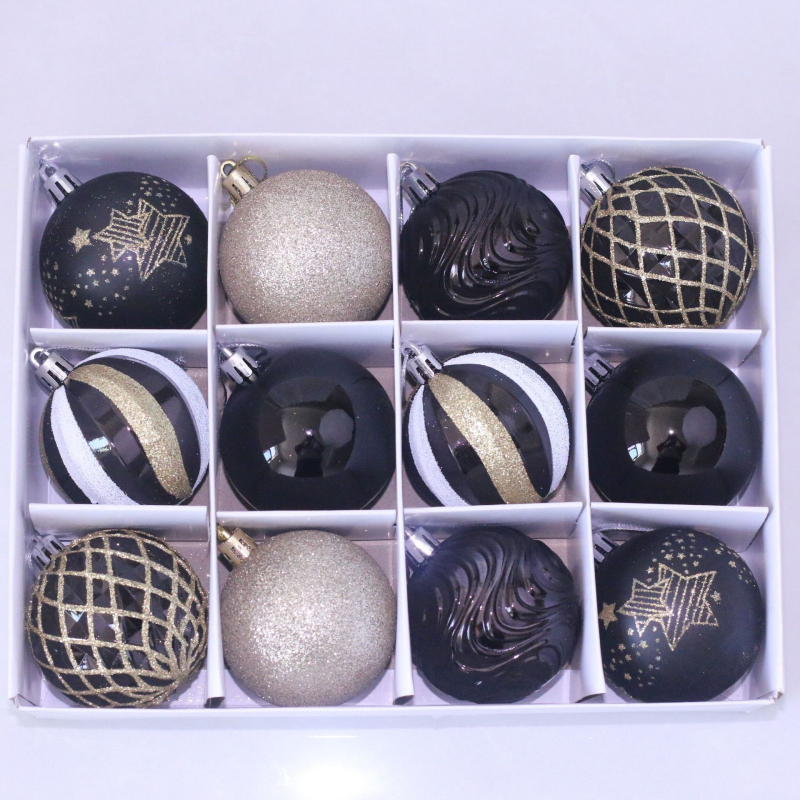 Комплект електроплакирани пластмасови коледни топки, модерен минималистичен стил, модел Hx025, украса за коледно дърво