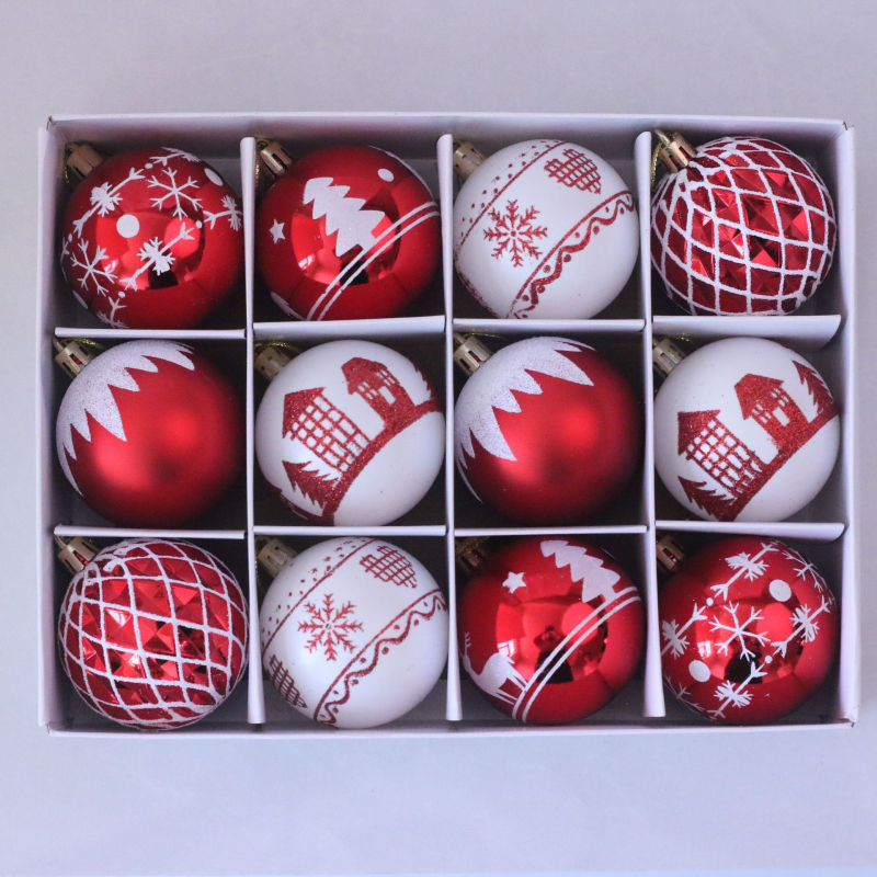 Комплект електроплакирани пластмасови коледни топки, модерен минималистичен стил, модел Hx025, украса за коледно дърво