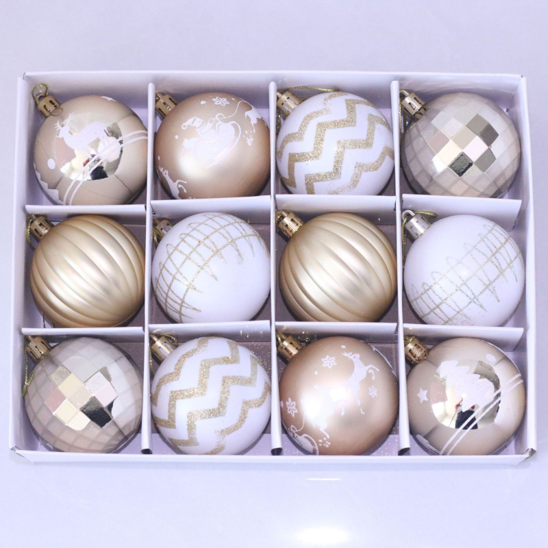 Комплект електроплакирани пластмасови коледни топки, модерен минималистичен стил, модел Hx025, украса за коледно дърво