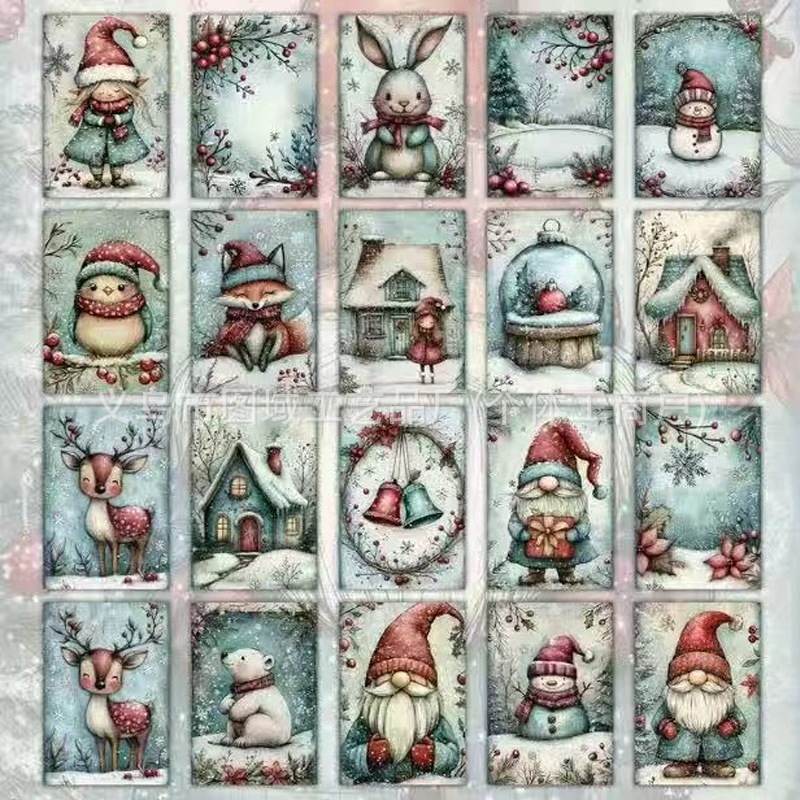 Graphic Domain Σετ Χριστουγεννιάτικων Ευχών – 20 Χαριτωμένα Ζώα Κάρτες Τέχνης