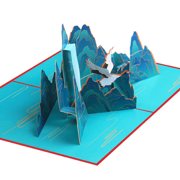 Κάρτα ευχών 3D κινεζικού στυλ, χειροποίητη σε ειδικό χαρτί