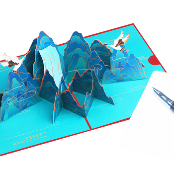 Κάρτα ευχών 3D κινεζικού στυλ, χειροποίητη σε ειδικό χαρτί