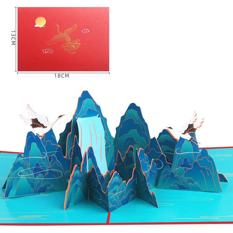 3D čestitka kineskog stila, ručno izrađena na posebnom papiru