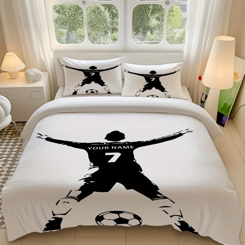 Trīsdaļīgs gultas veļas komplekts ar sporta tematu — digitālā druka; materiāls: ķīmiska šķiedra; stils: moderns minimālisms; zīmols: Tulas