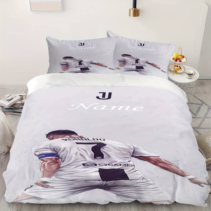 Trīsdaļīgs gultas veļas komplekts ar sporta tematu — digitālā druka; materiāls: ķīmiska šķiedra; stils: moderns minimālisms; zīmols: Tulas