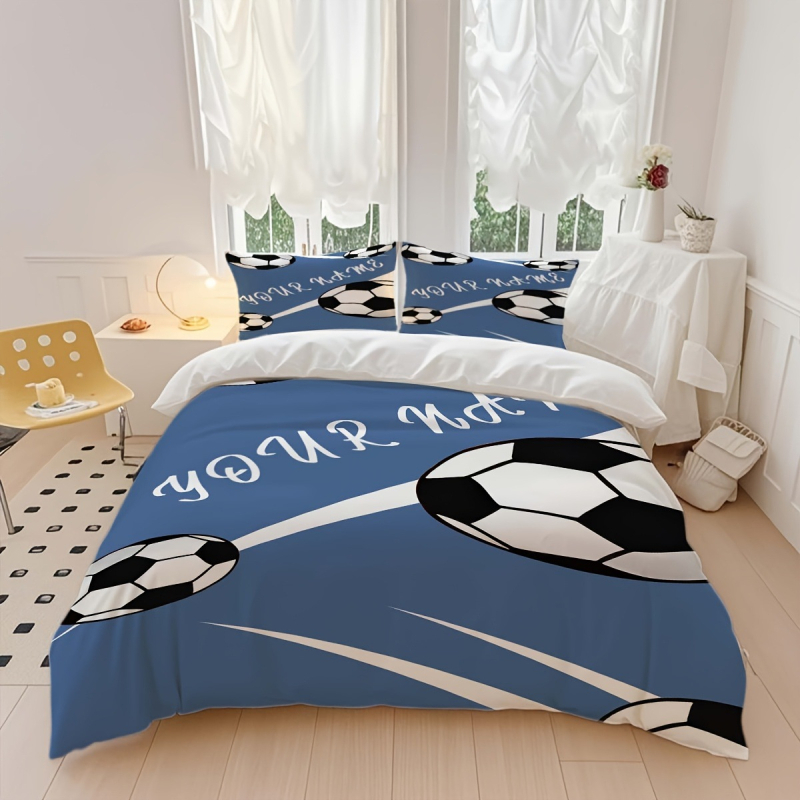 Trīsdaļīgs gultas veļas komplekts ar sporta tematu — digitālā druka; materiāls: ķīmiska šķiedra; stils: moderns minimālisms; zīmols: Tulas