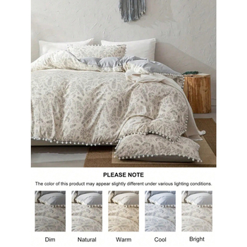 Triju gabalu guļamistabas gultasveļas komplekts ar ziedu rakstu, digitālā druka, ķīmiskās šķiedras, 90 gsm, mūsdienīgs minimālisma stils