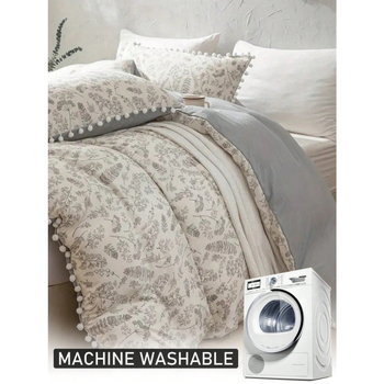 Triju gabalu guļamistabas gultasveļas komplekts ar ziedu rakstu, digitālā druka, ķīmiskās šķiedras, 90 gsm, mūsdienīgs minimālisma stils